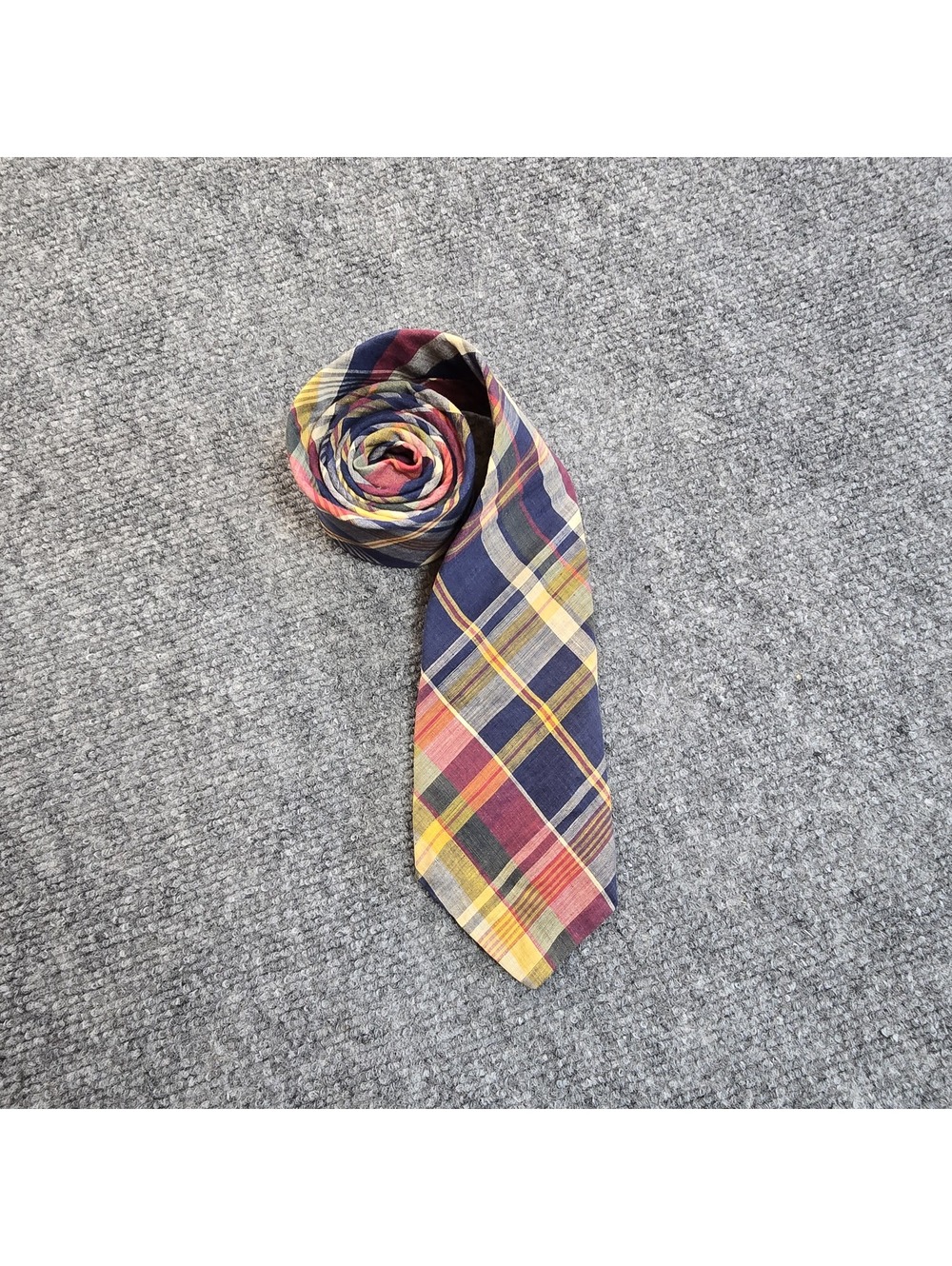 Marshall Field's Hand Woven India Madras Cotton Plaid Tie 57.5 Inch